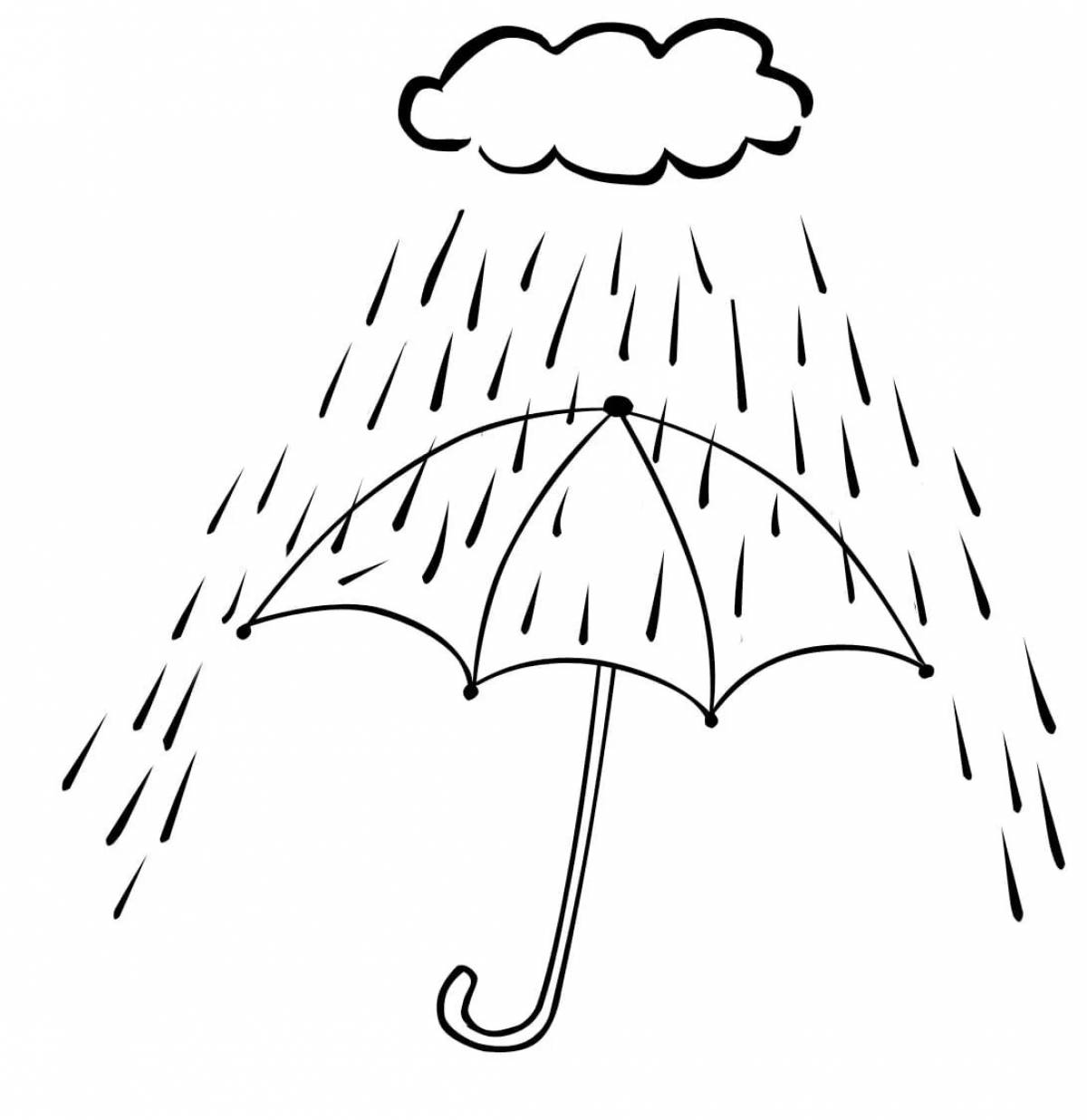Adorable rain coloring page for kids