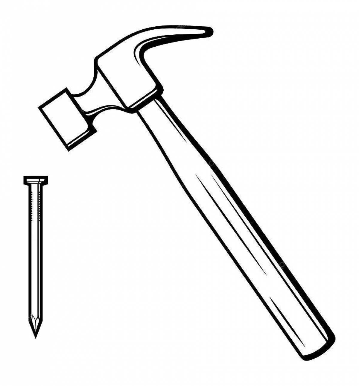 Animated hammer coloring page for kids