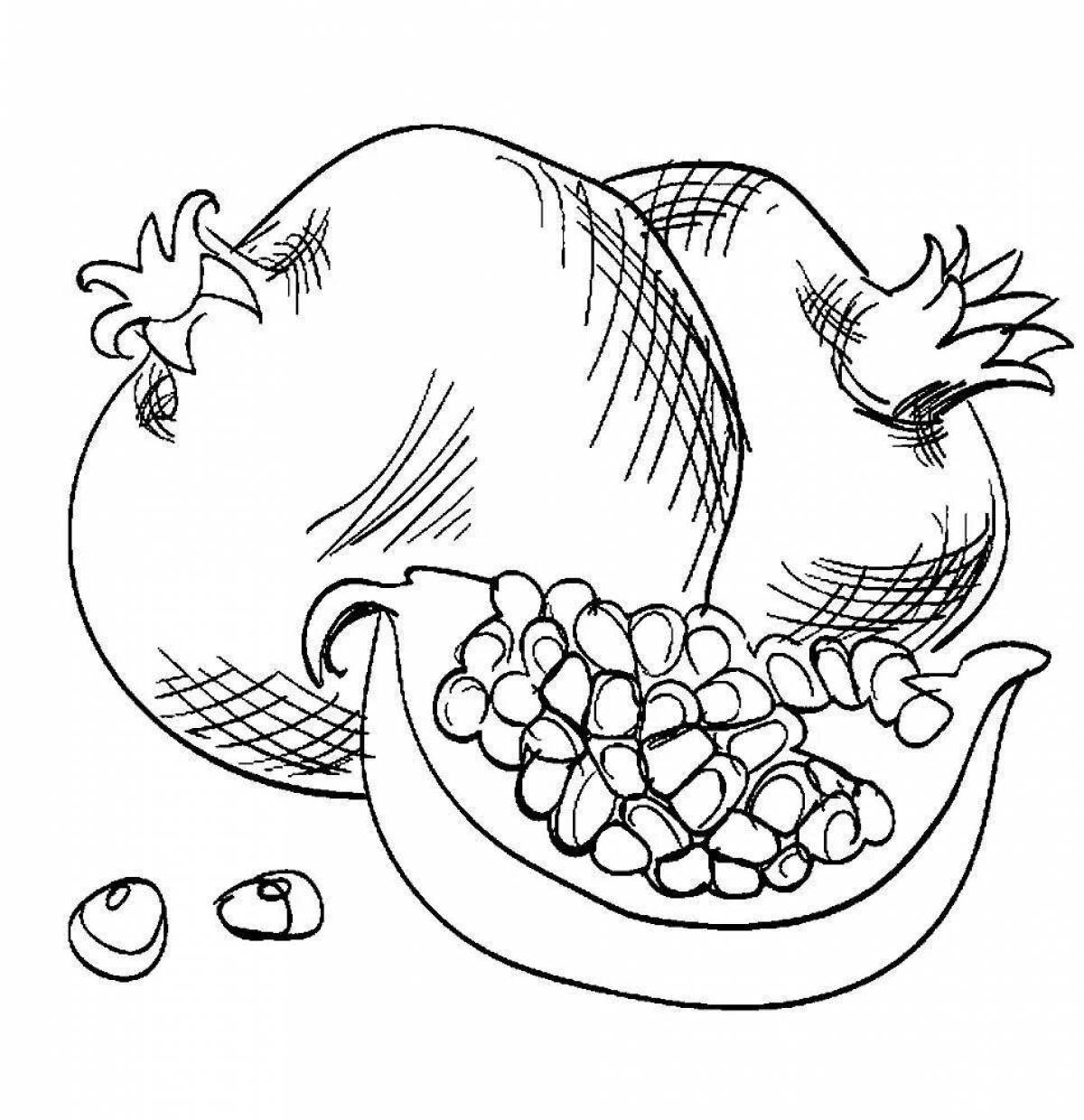 Playful pomegranate coloring page for kids
