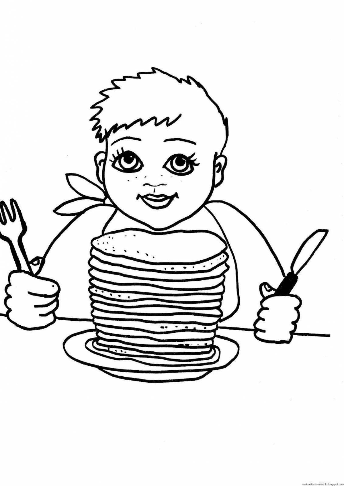 Fun coloring pancakes for kids