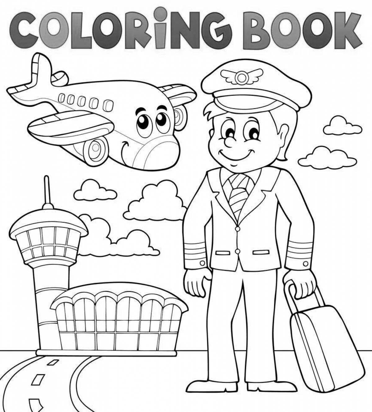 Adorable pilot coloring book for kids