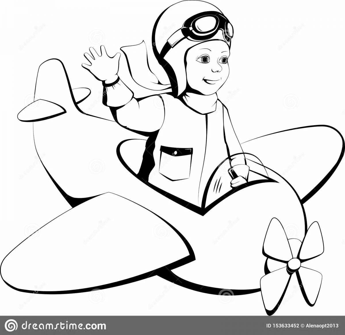 Bright pilot coloring for toddlers