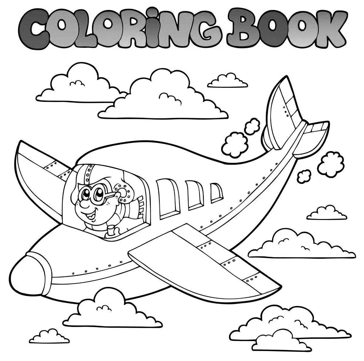 Красочная страница-раскраска «пилот» для малышей