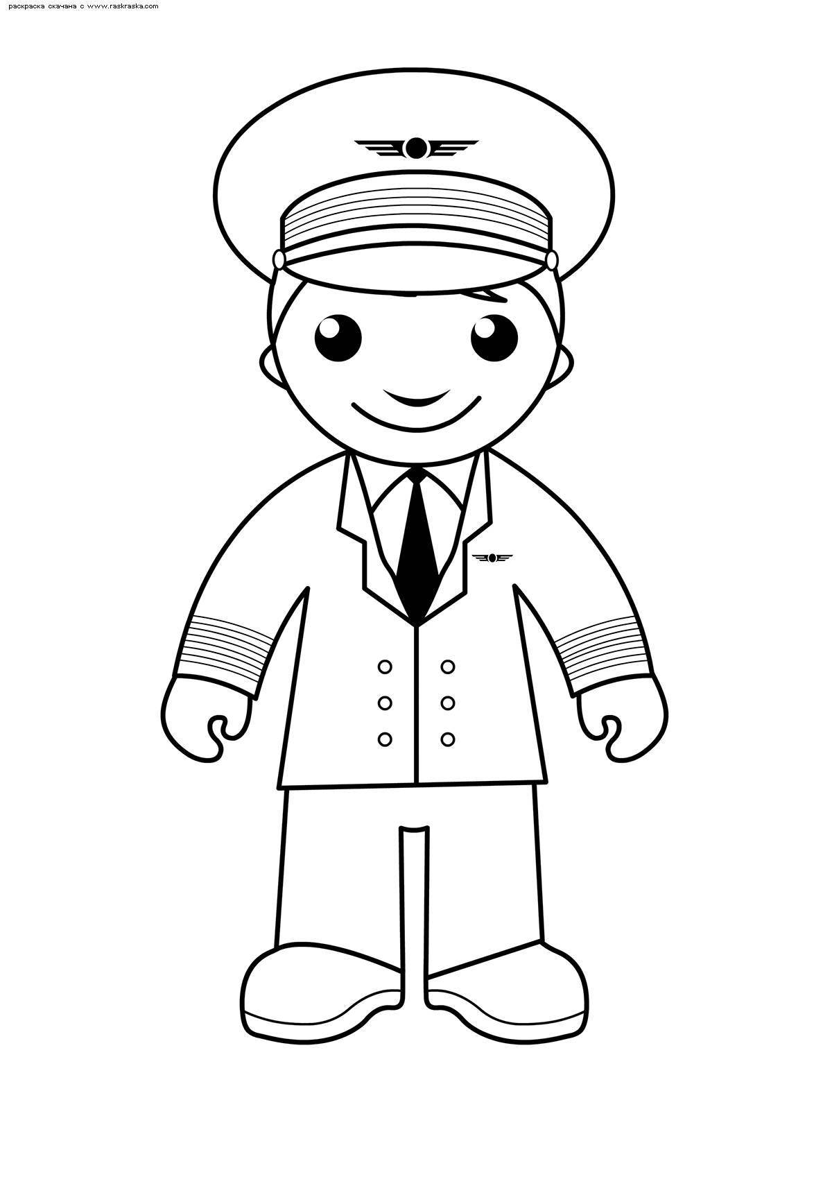 Colorful pilot coloring page for kids
