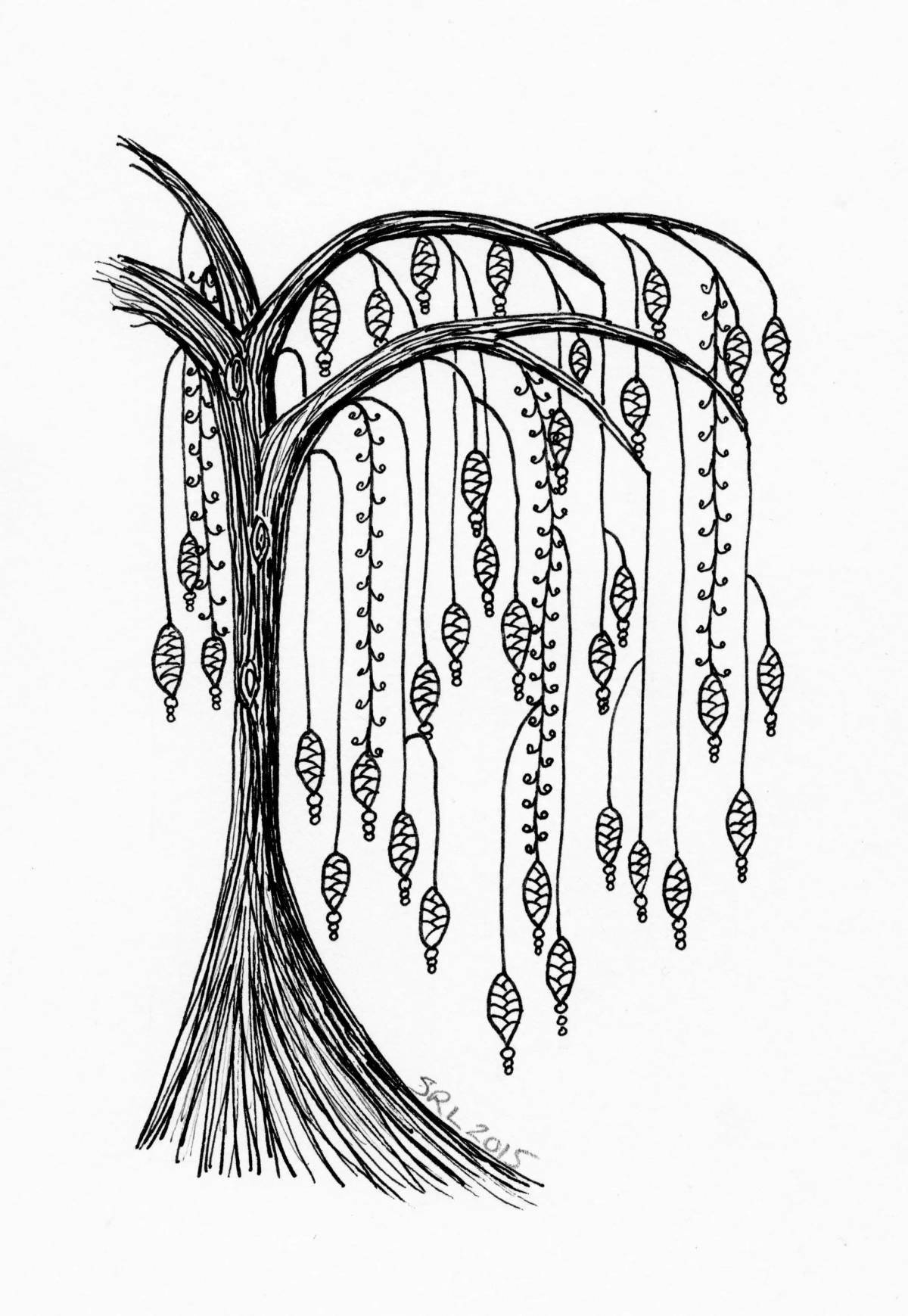 Playful willow coloring page for kids