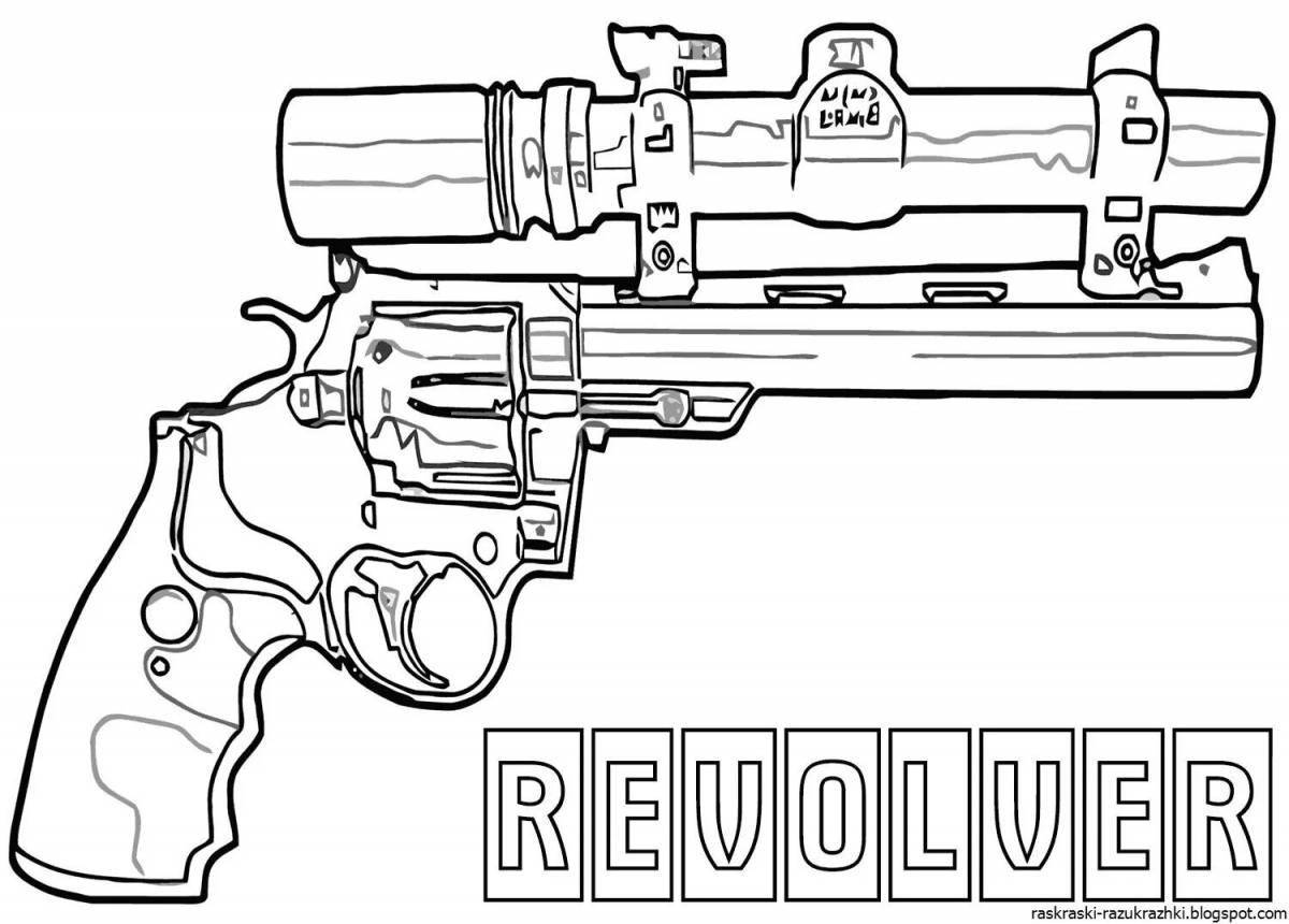 Яркие раскраски пистолетов для мальчиков
