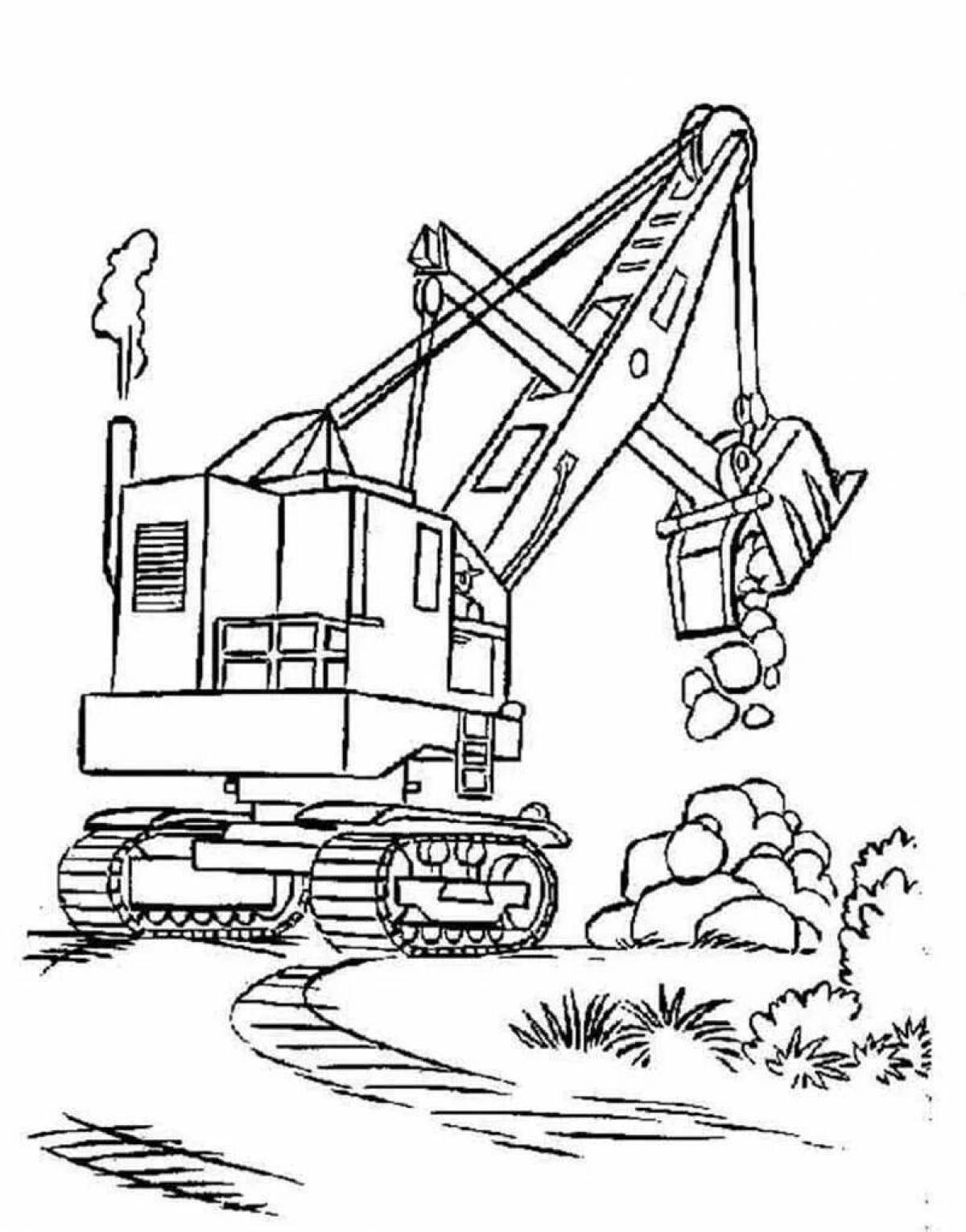 Funny excavator coloring for boys