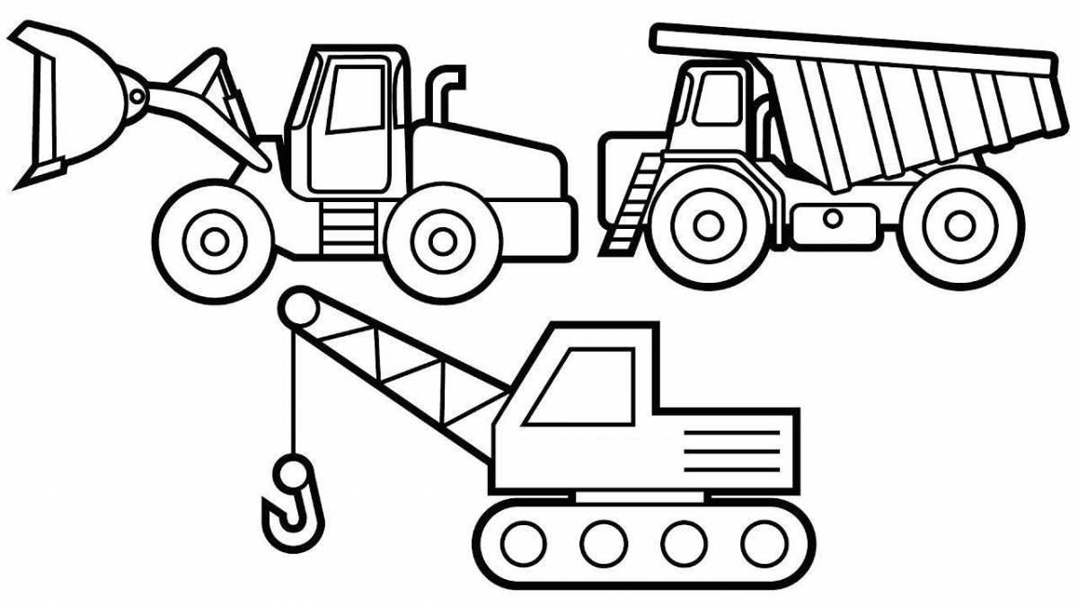 Cute excavator coloring book for boys