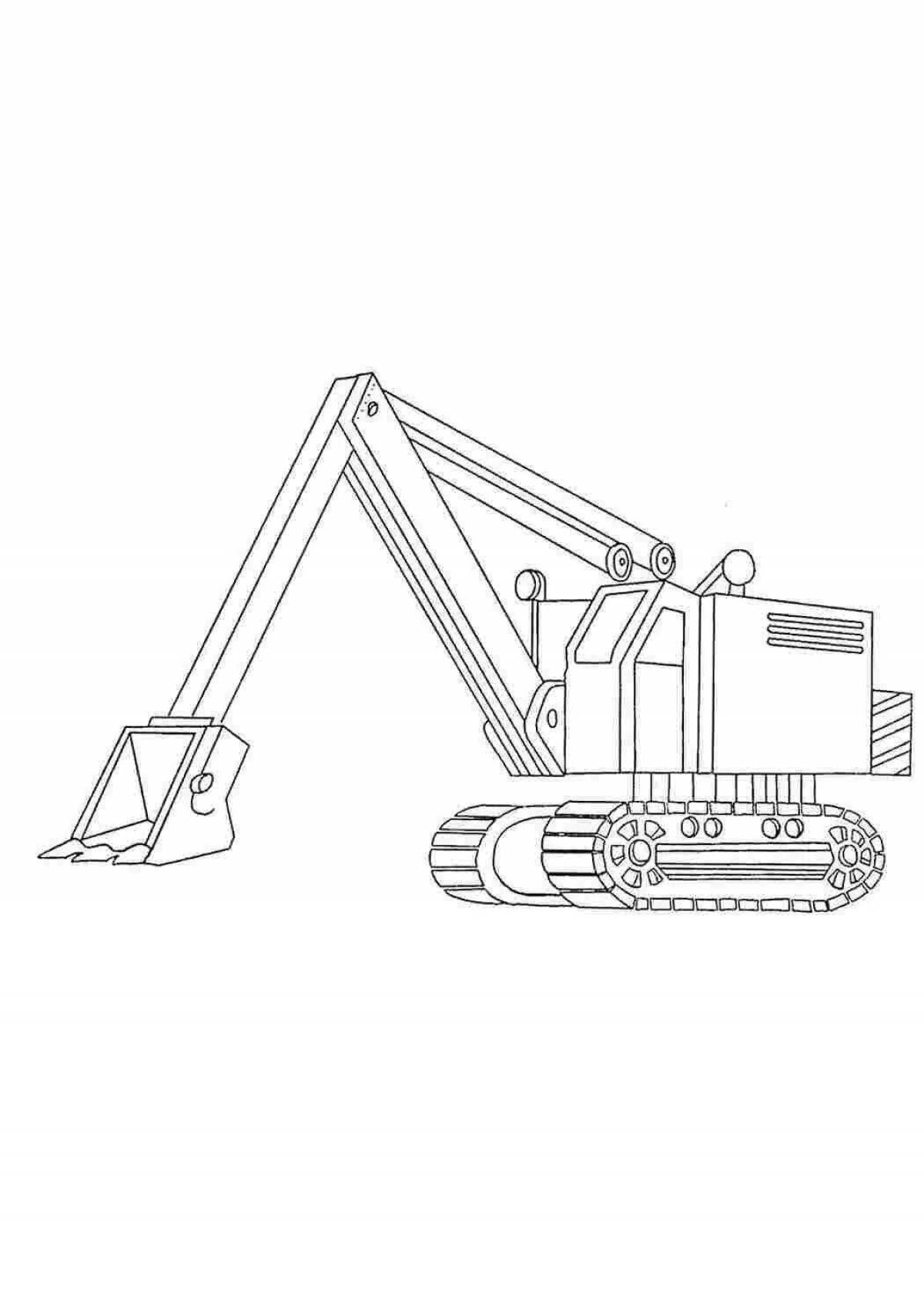 Animated excavator coloring page for boys