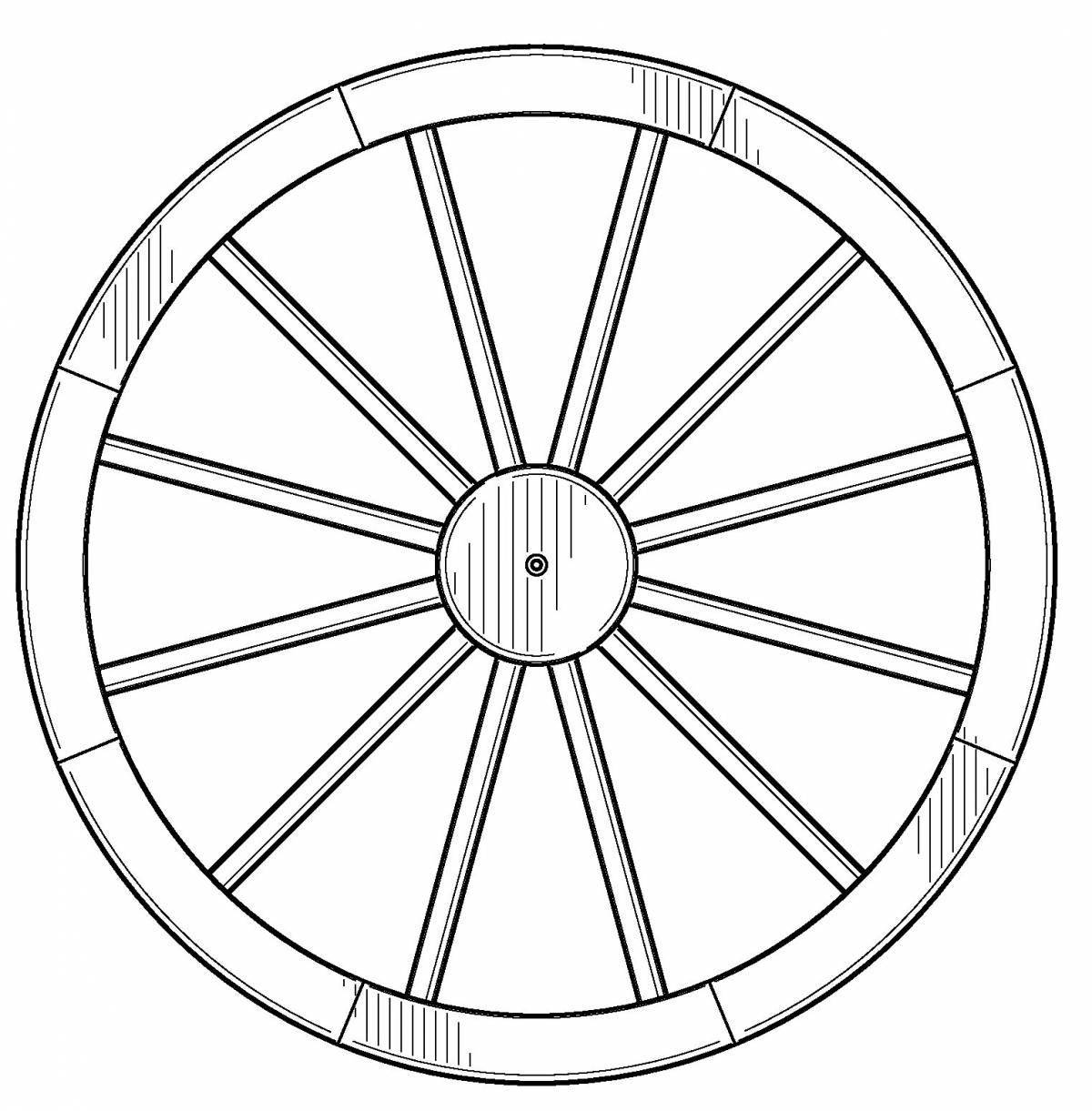Colorful wheel coloring page for kids