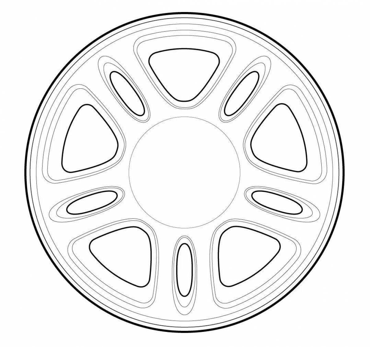 Playful wheel coloring page for kids