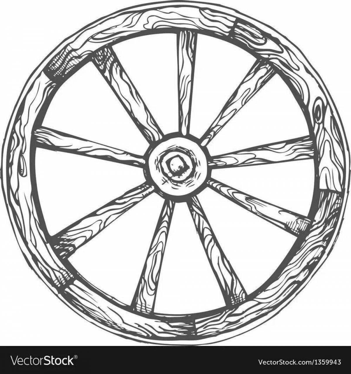 Colorful mystery wheel coloring page for kids