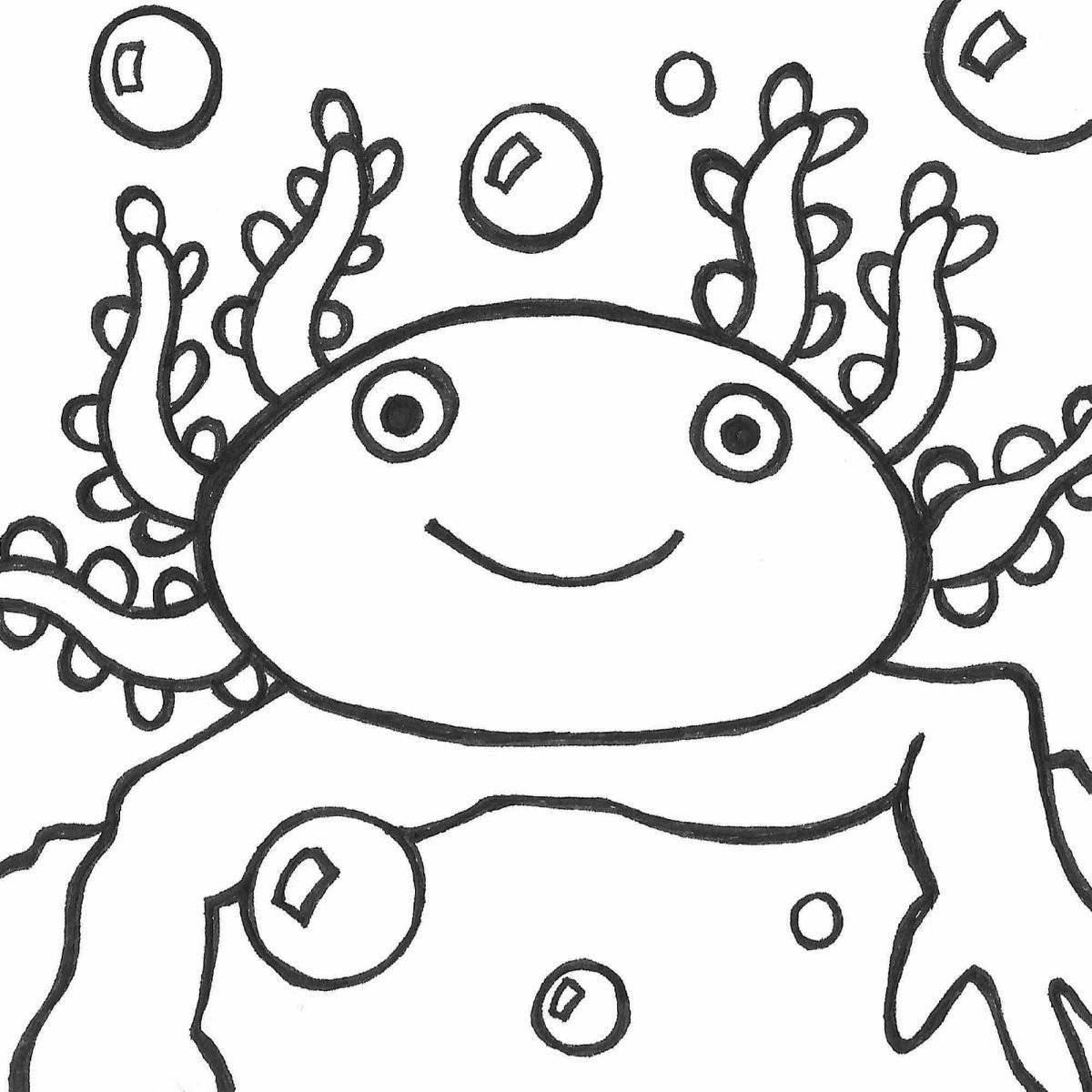 Colorful axolotl coloring book for kids