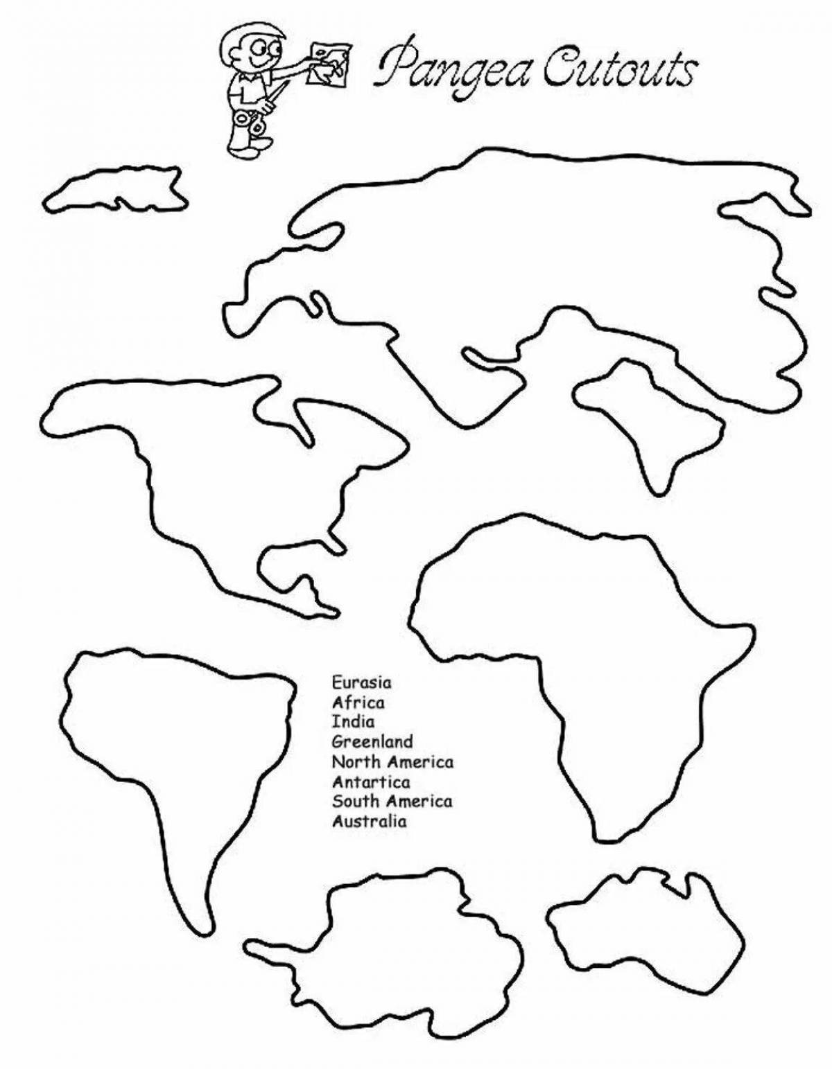 Контуры континентов мира