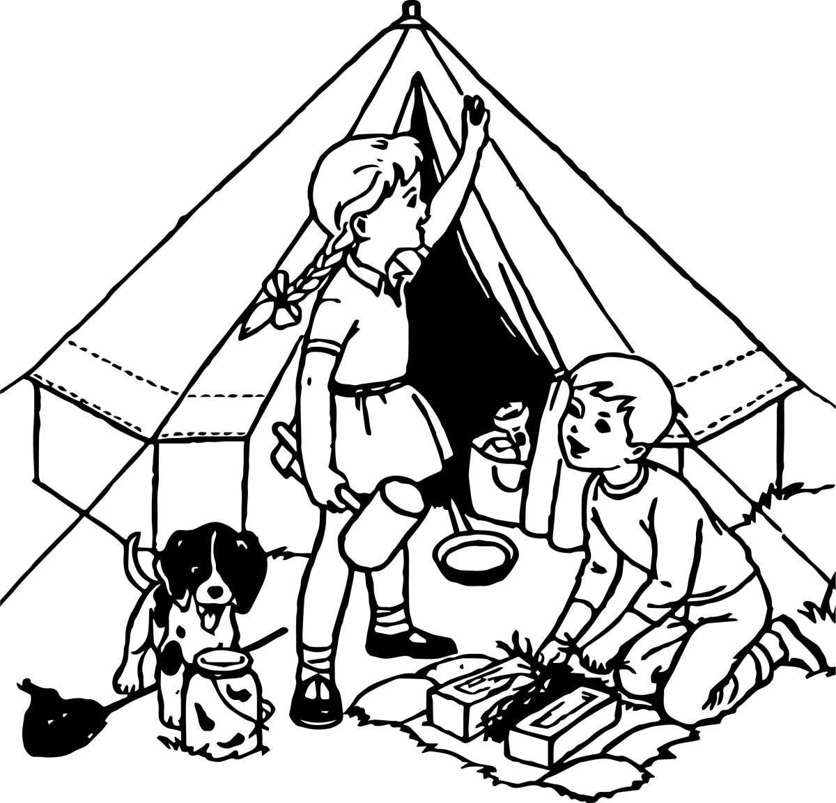 Colored tent coloring book for children