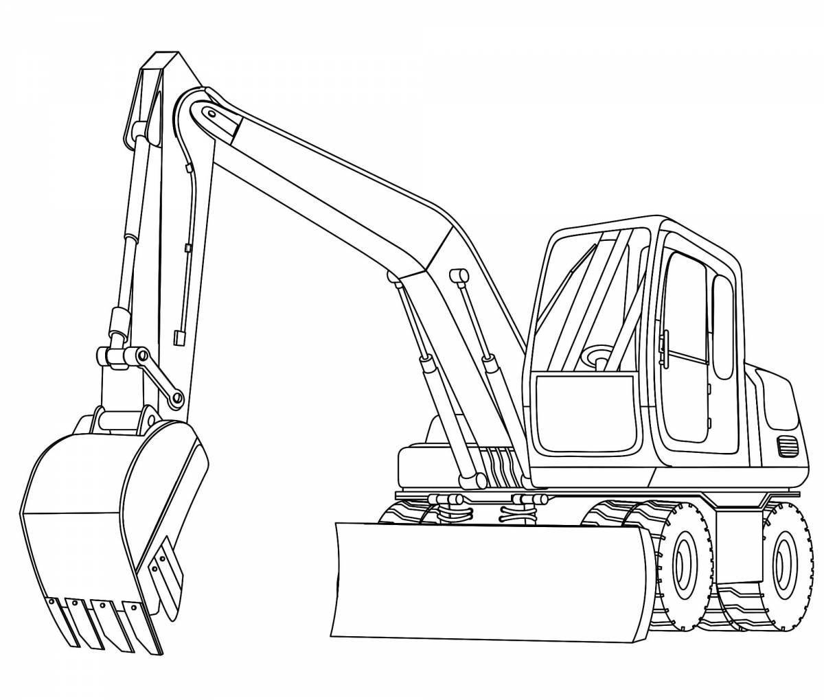 Colorful excavator coloring page for kids