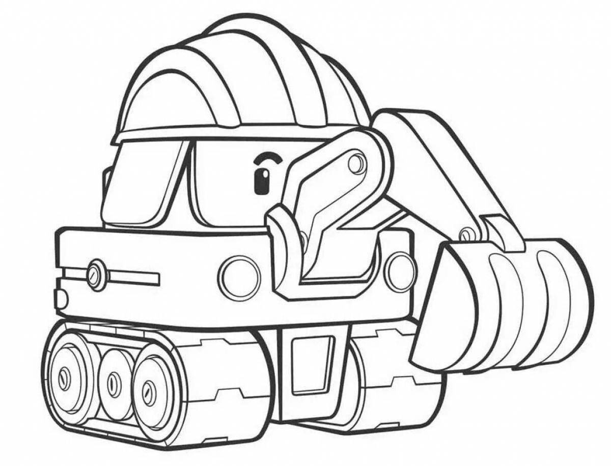 Playful excavator coloring page for kids