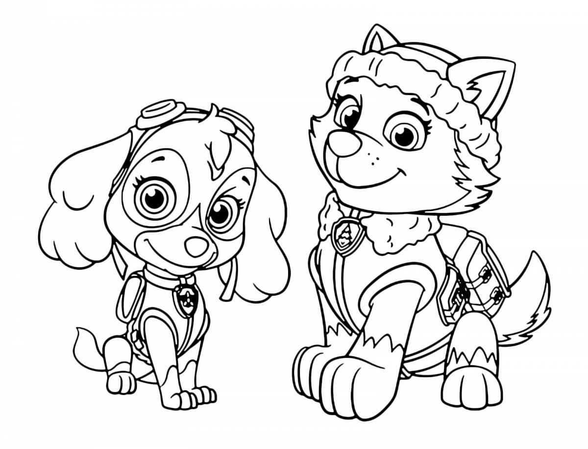 Playing puppy coloring pages