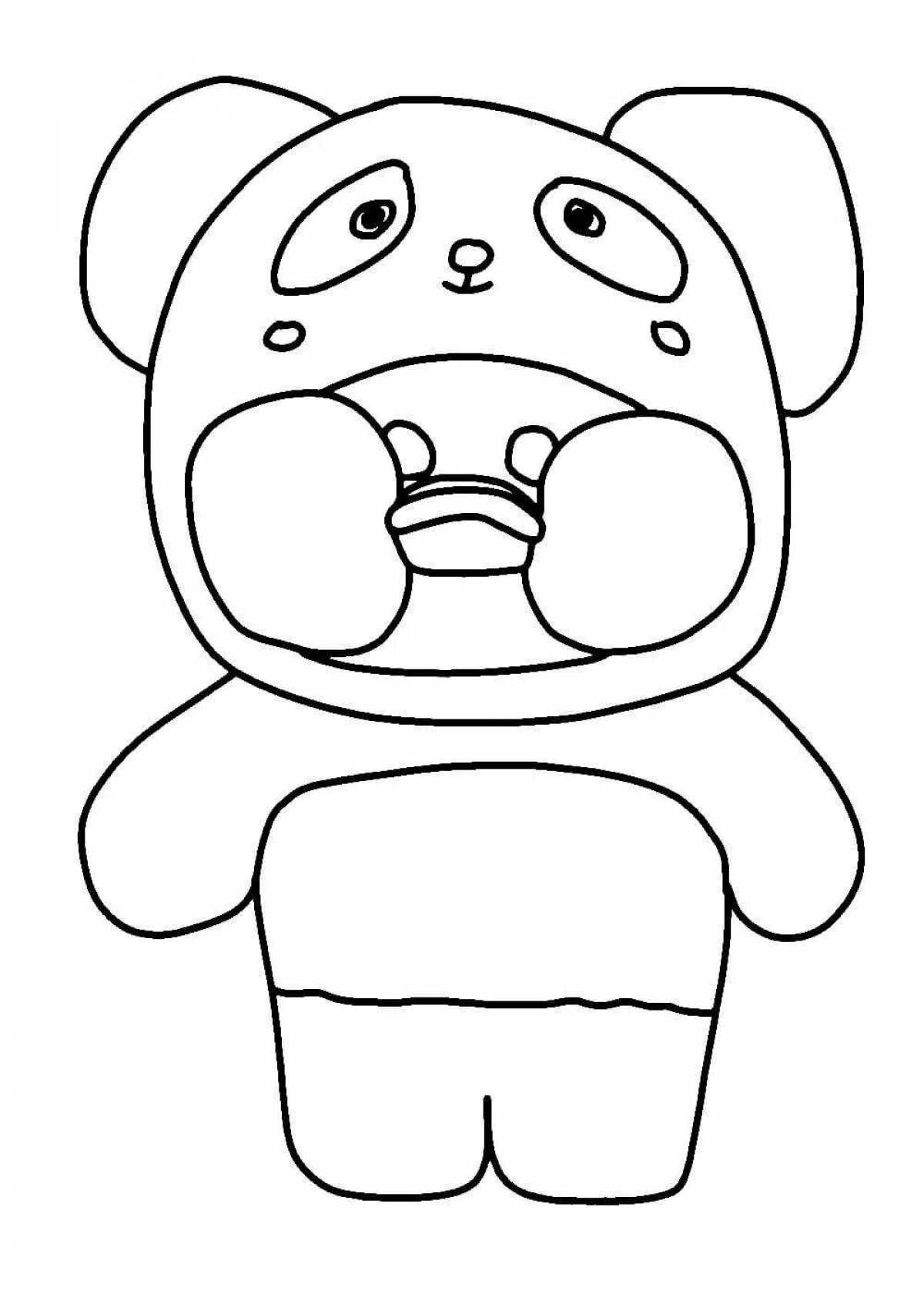Lalafanfan coloring page with a playful duck