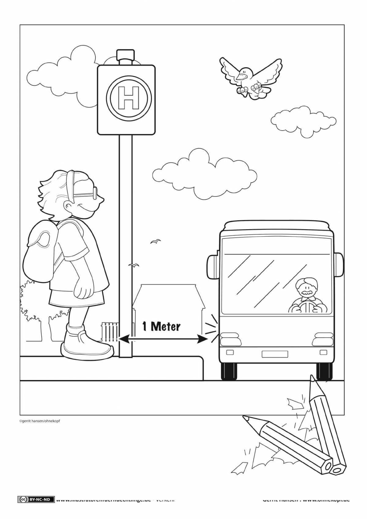 Иллюстративная раскраска правила дорожного движения зимой для детей