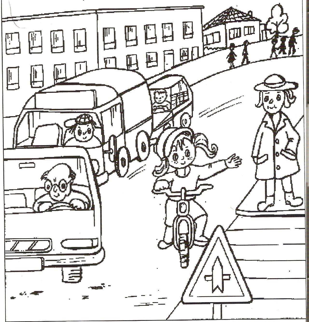 Educational coloring book traffic rules in winter for children
