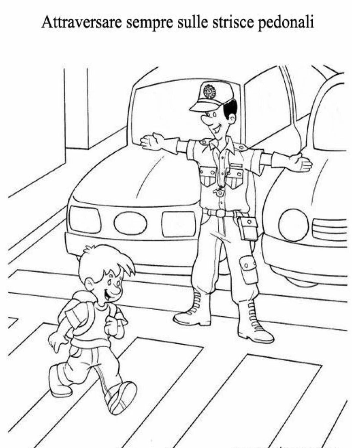 Creative coloring book of traffic rules in winter for kids