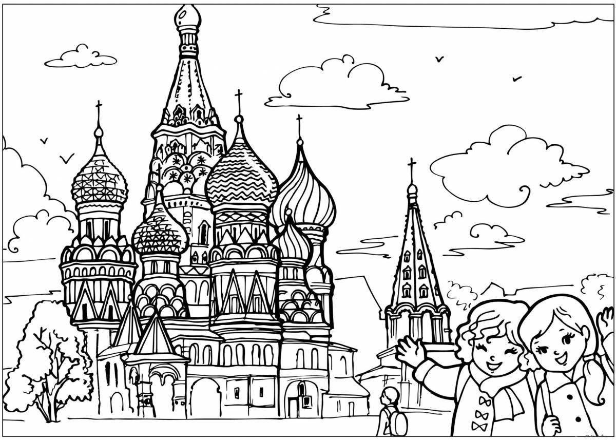 Colourful kremlin moscow coloring pages for kids