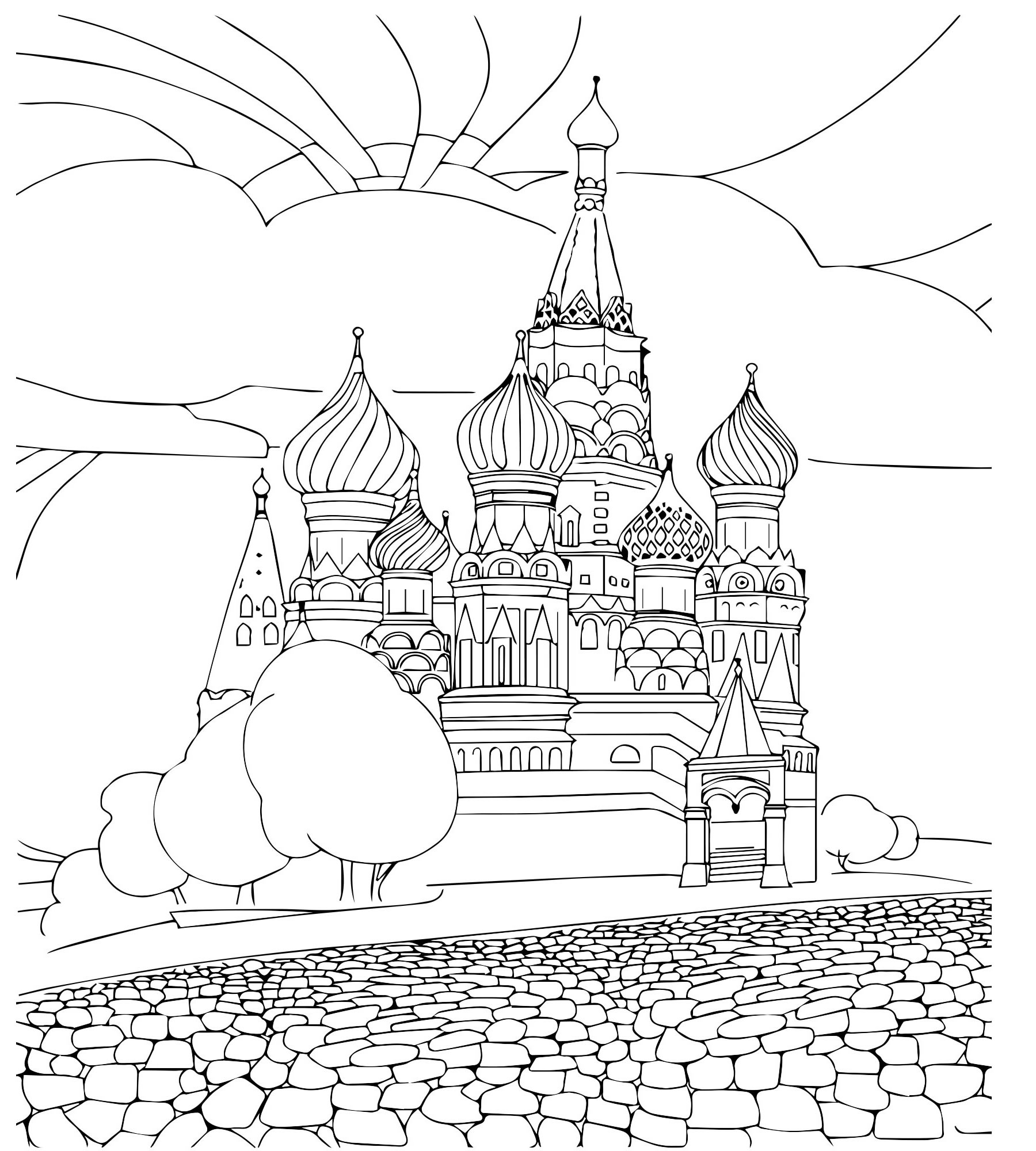 Funny kremlin moscow coloring pages for kids