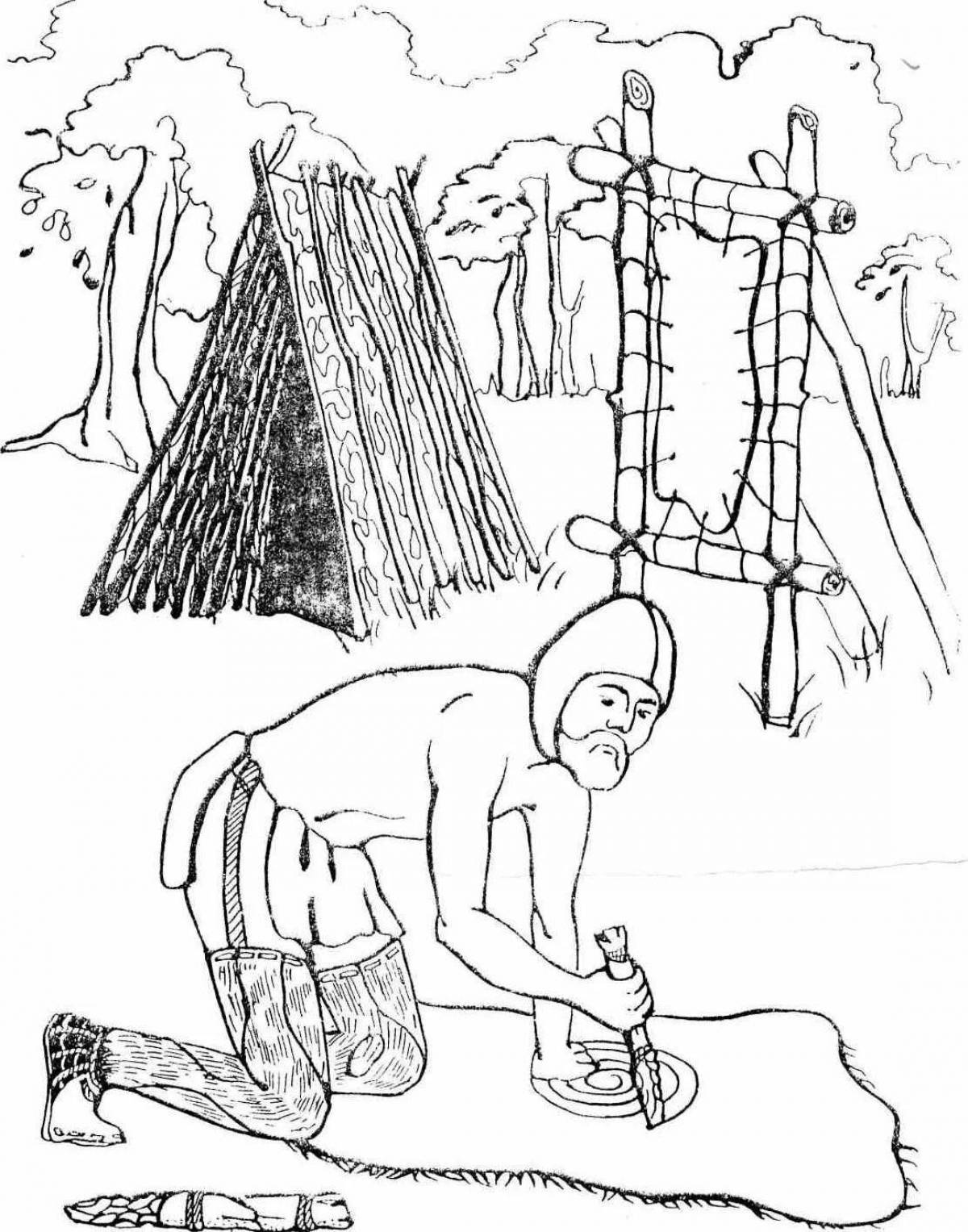 Coloring page spectacular primitive people