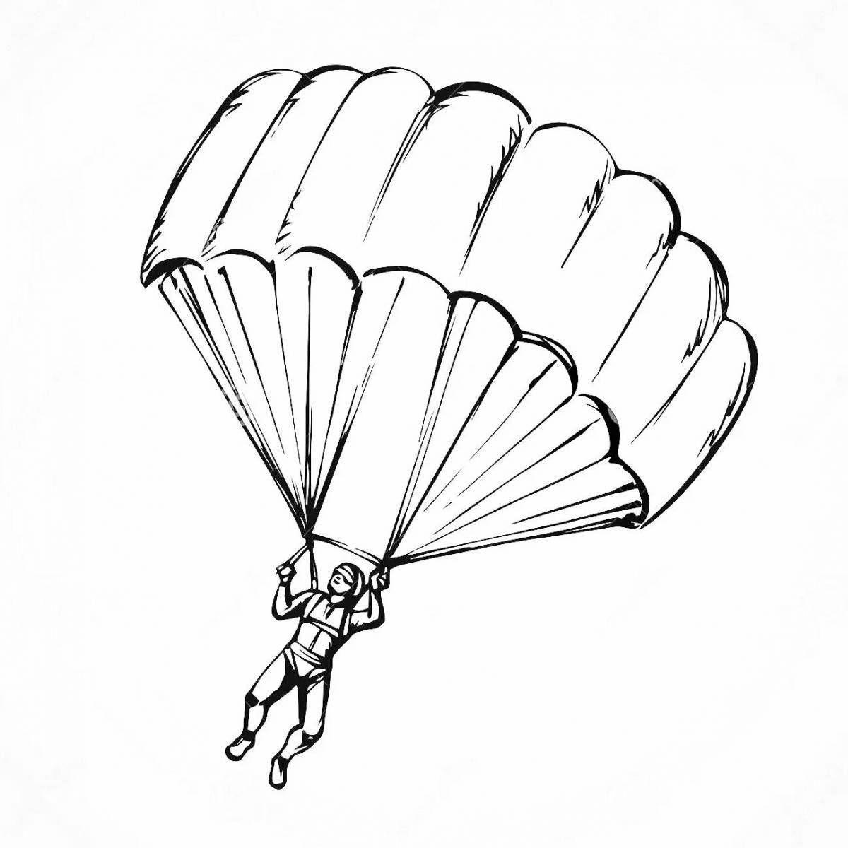 Amusement coloring book of a military parachutist for children