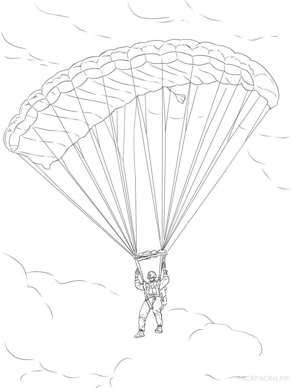 Очаровательная раскраска военного парашютиста для детей