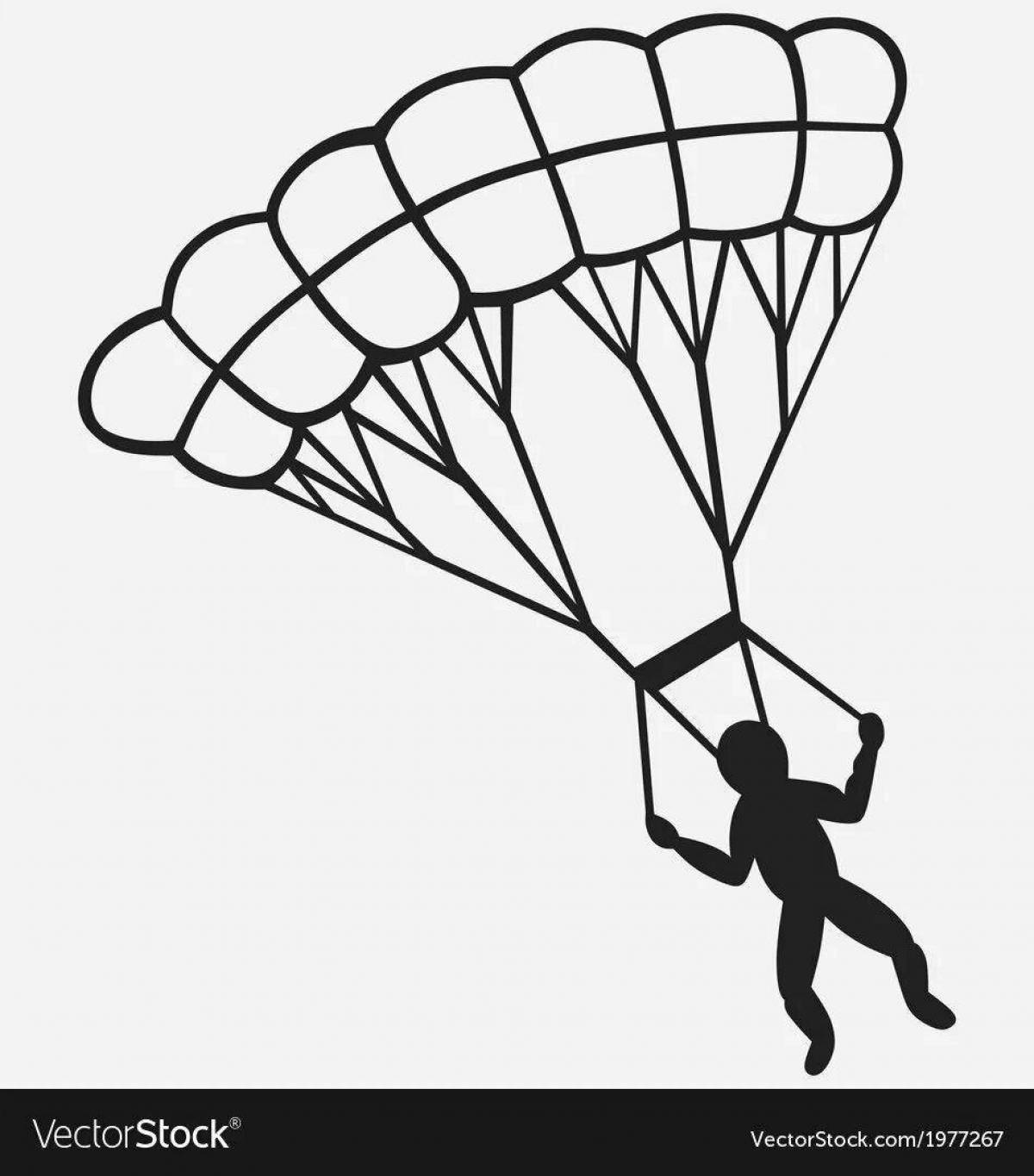 Animated military paratrooper coloring book for kids