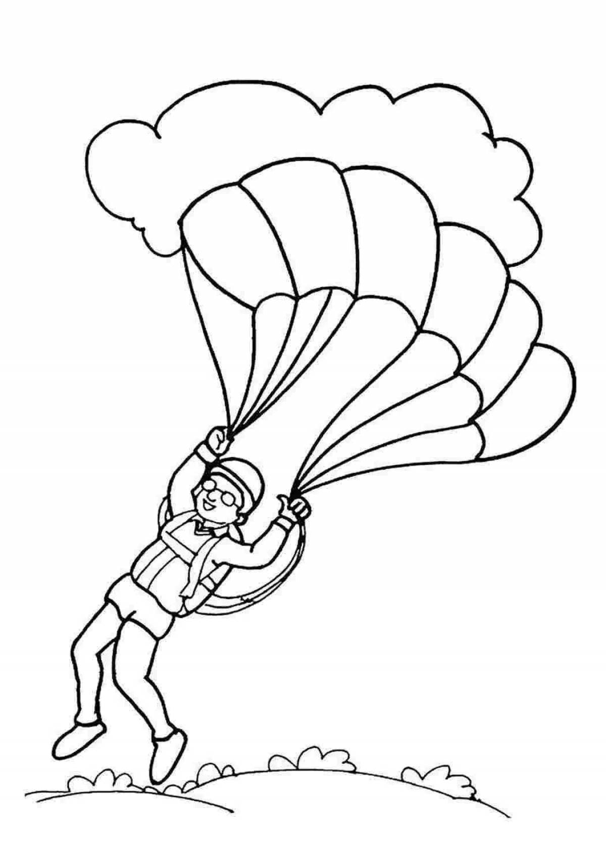 Innovative military parachutist coloring for kids