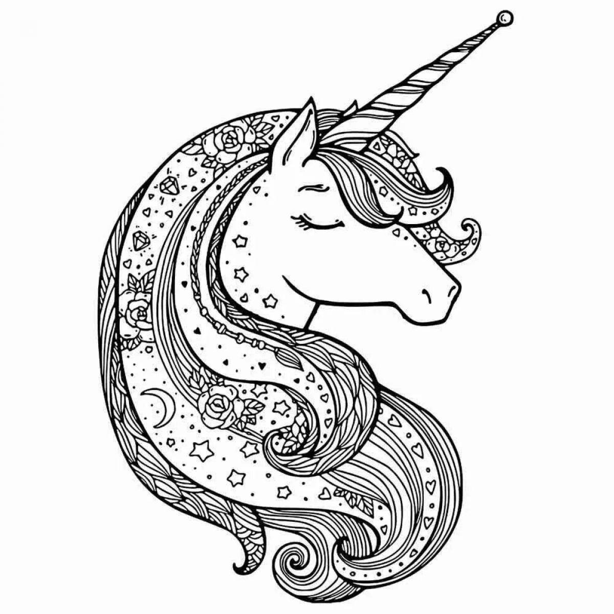 Glorious antistress unicorn coloring book for kids