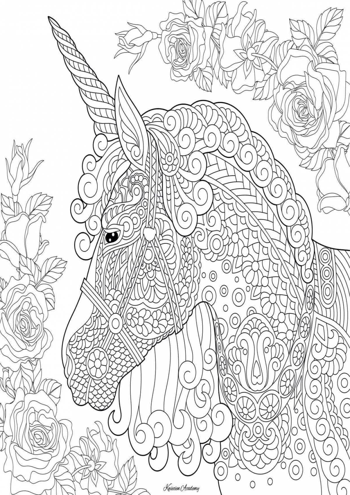 Funny antistress unicorn coloring book for kids