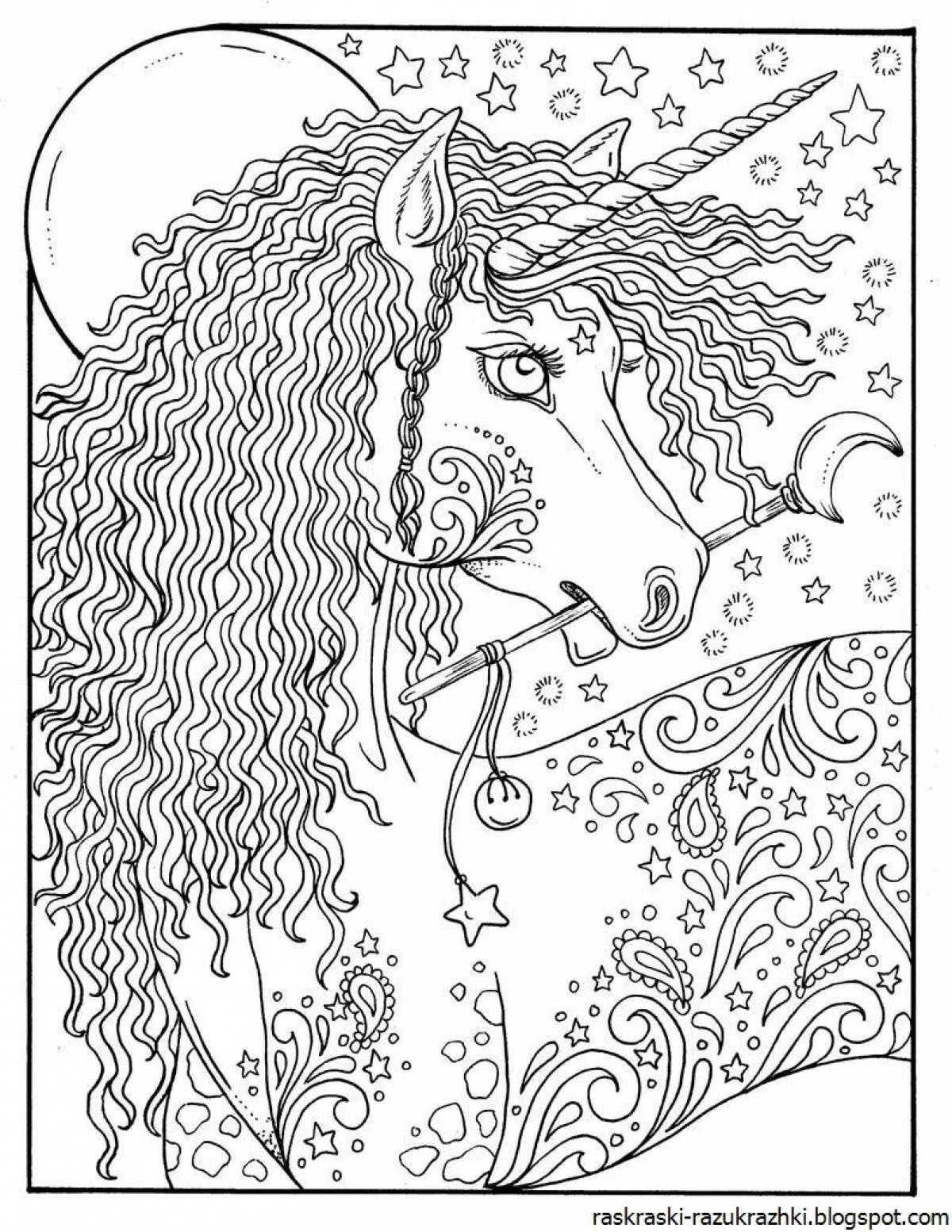 Cute unicorn antistress coloring book for kids