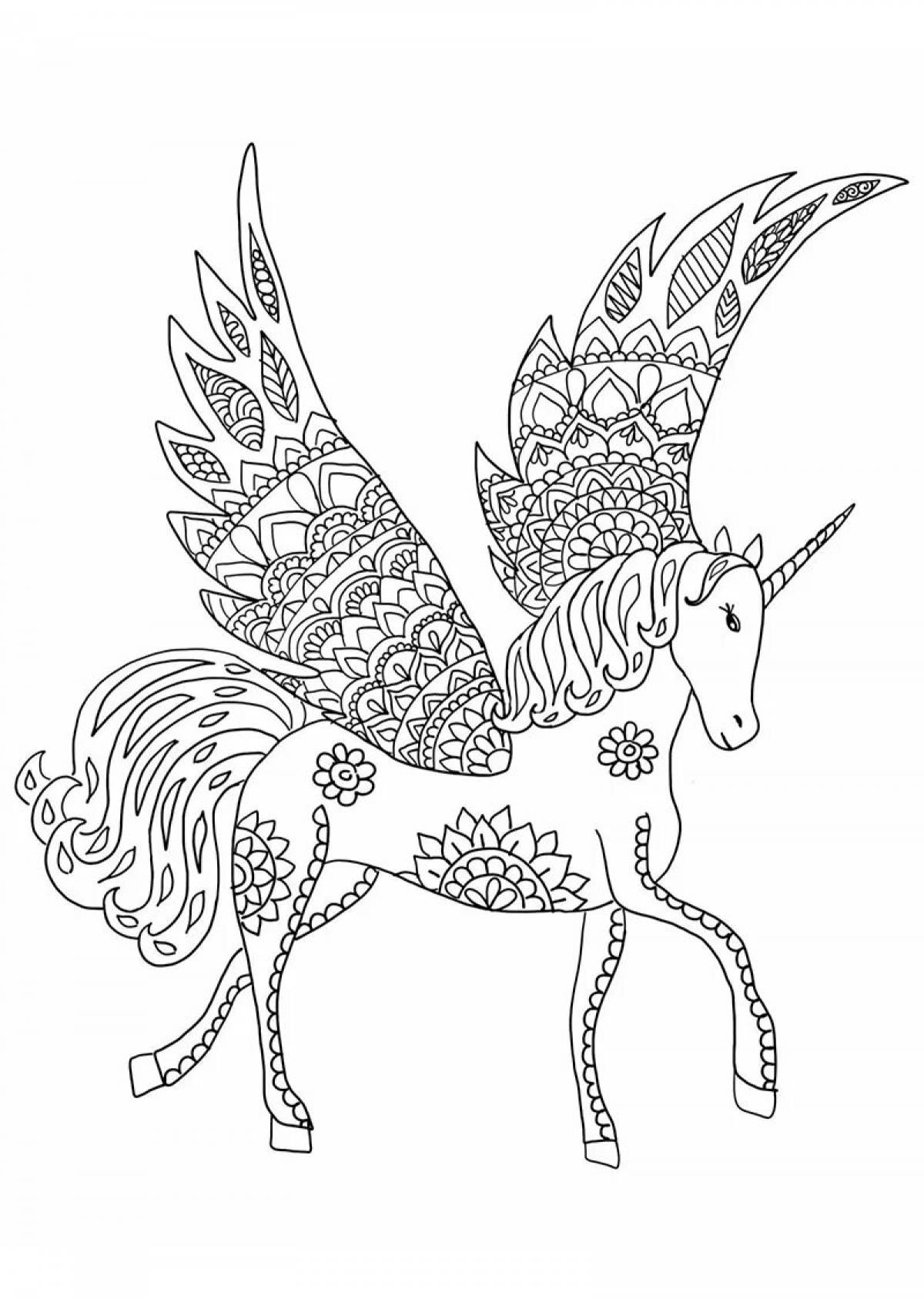 Grand coloring page unicorn antistress for kids