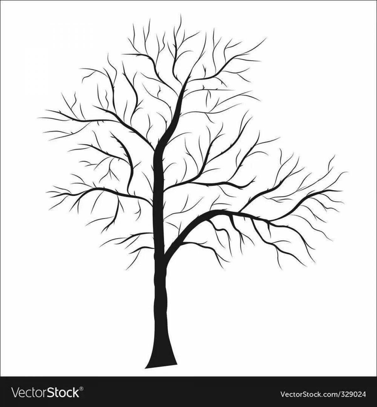 Adorable winter tree coloring page for kids