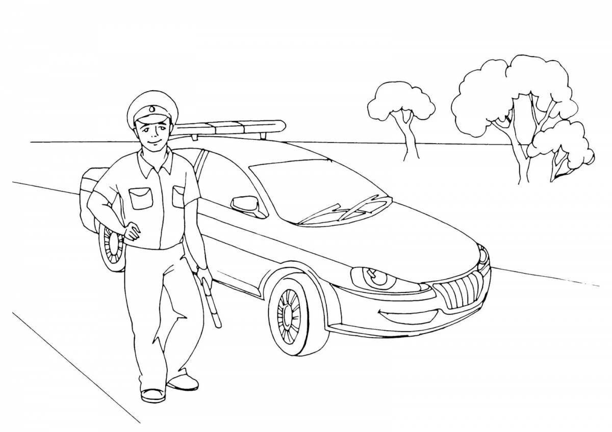 Charming police coloring book for kids