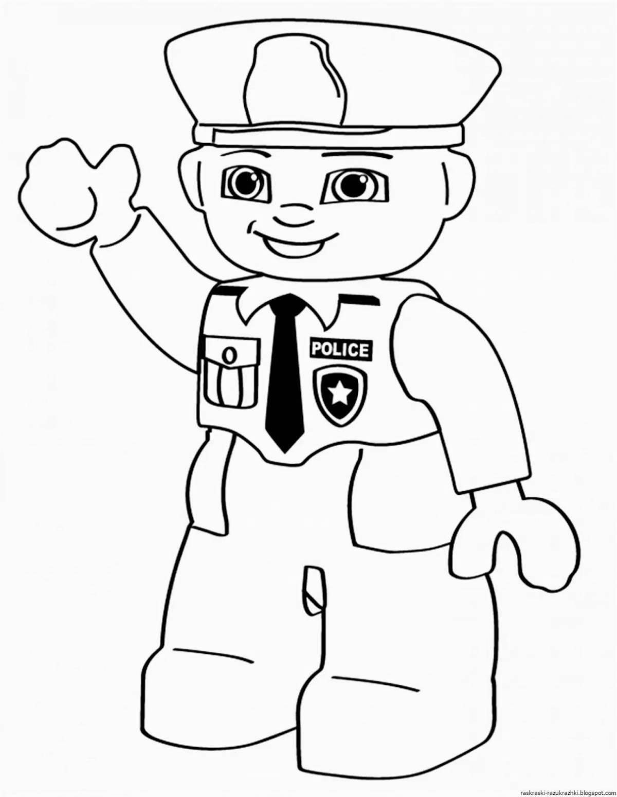 Cop coloring page for kids
