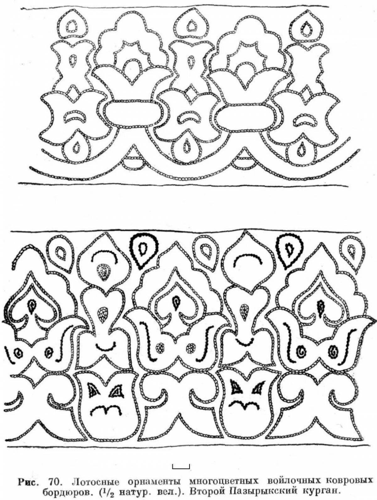 A fascinating coloring of the Tatar ornament for children