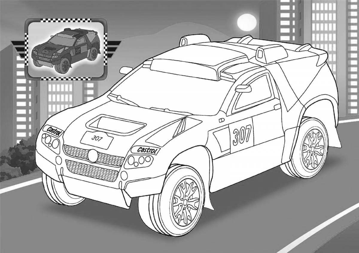 Color-burst cars coloring page for boys