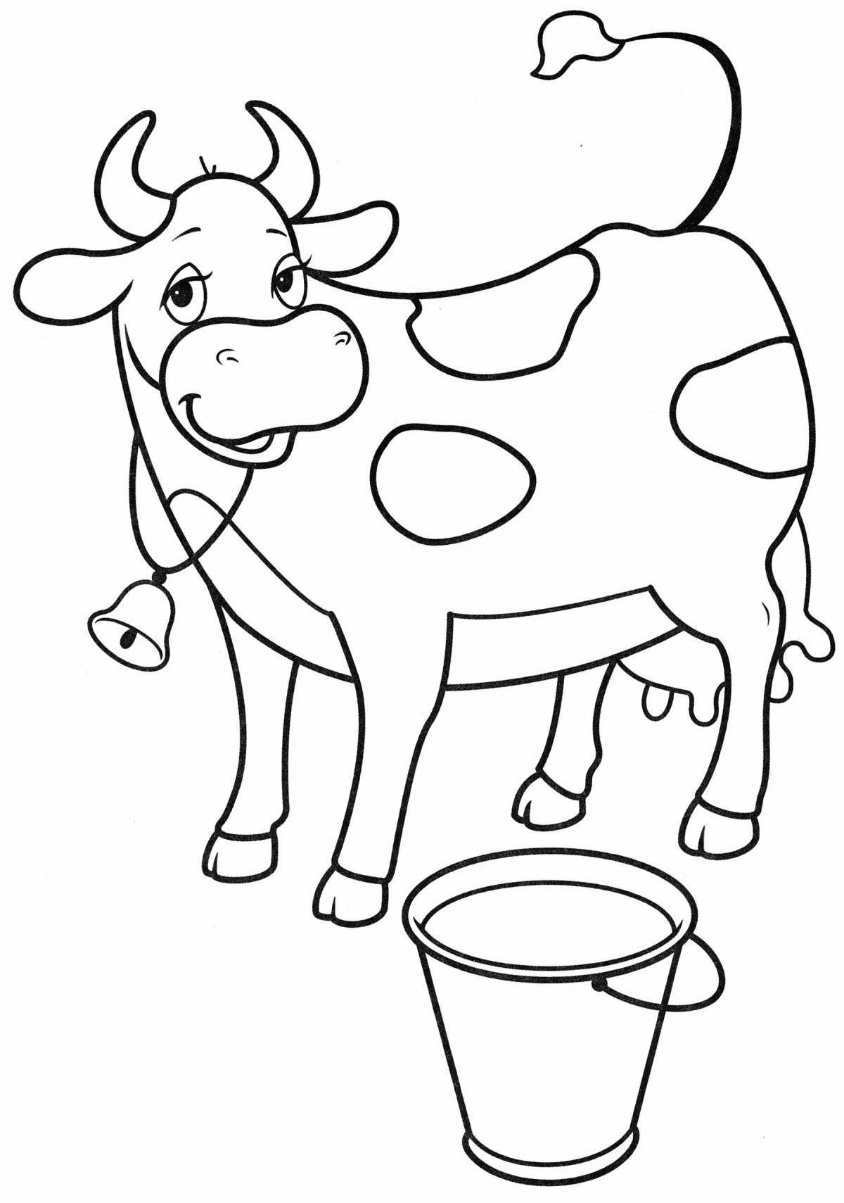 Joyful cow drawing for kids