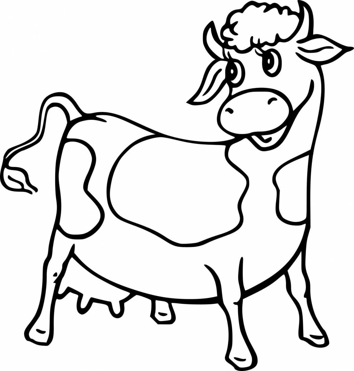 Playful cow coloring book for kids