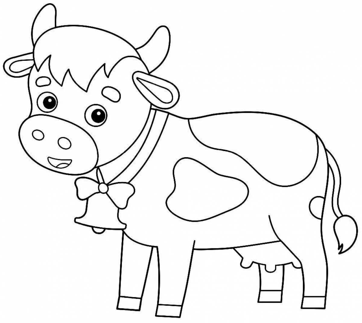 Adorable cow drawing for kids