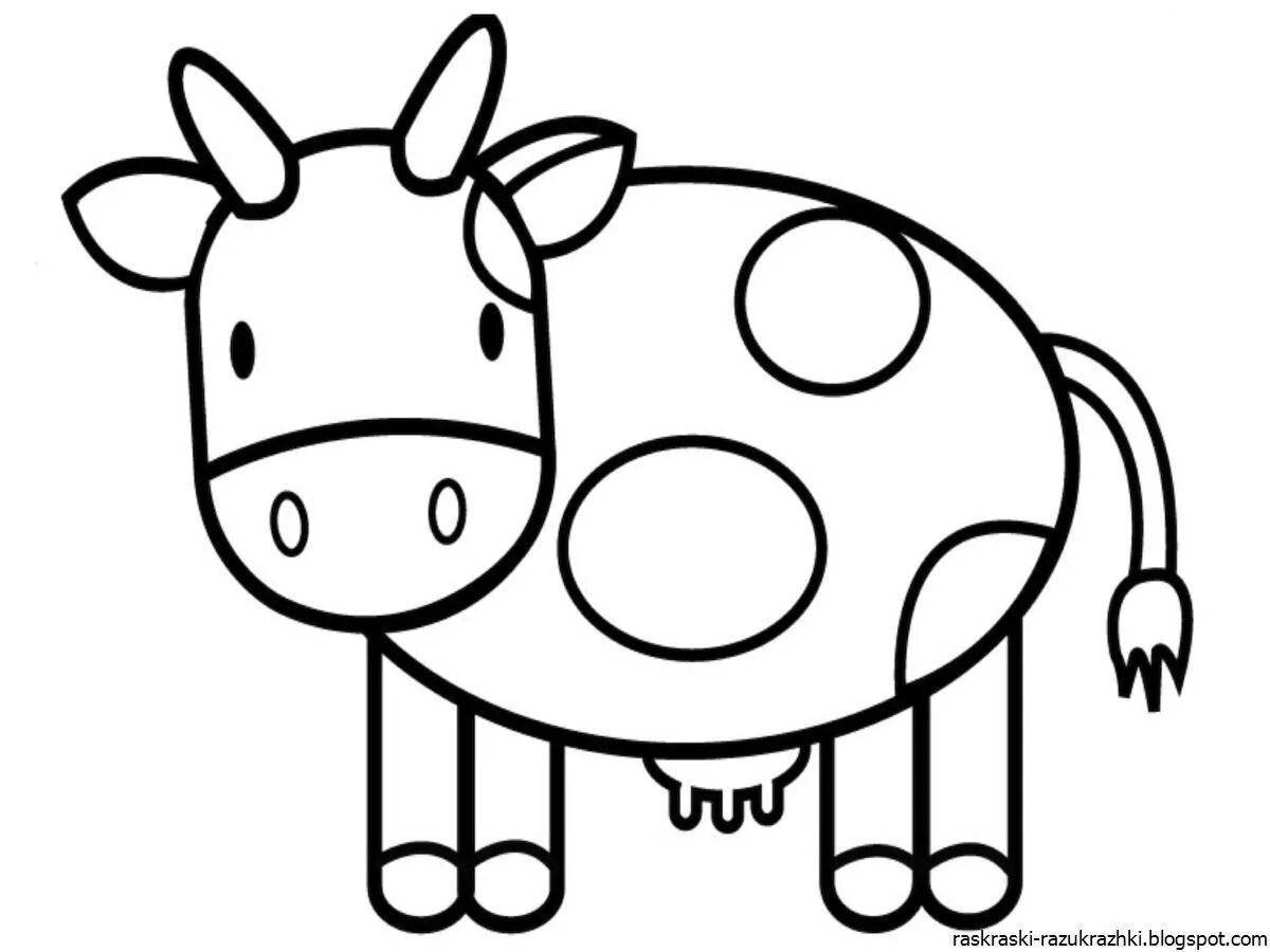 Coloring book shining cow for kids