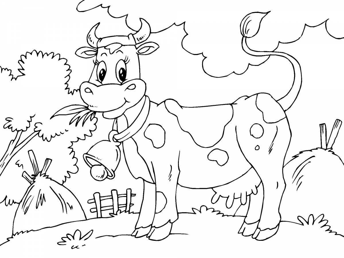 Великолепная корова-раскраска для детей