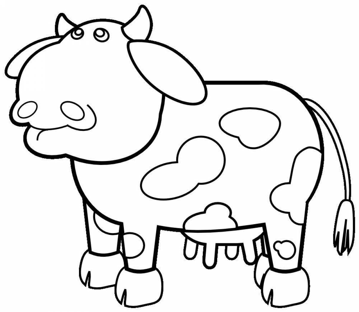 Gorgeous cow coloring for kids