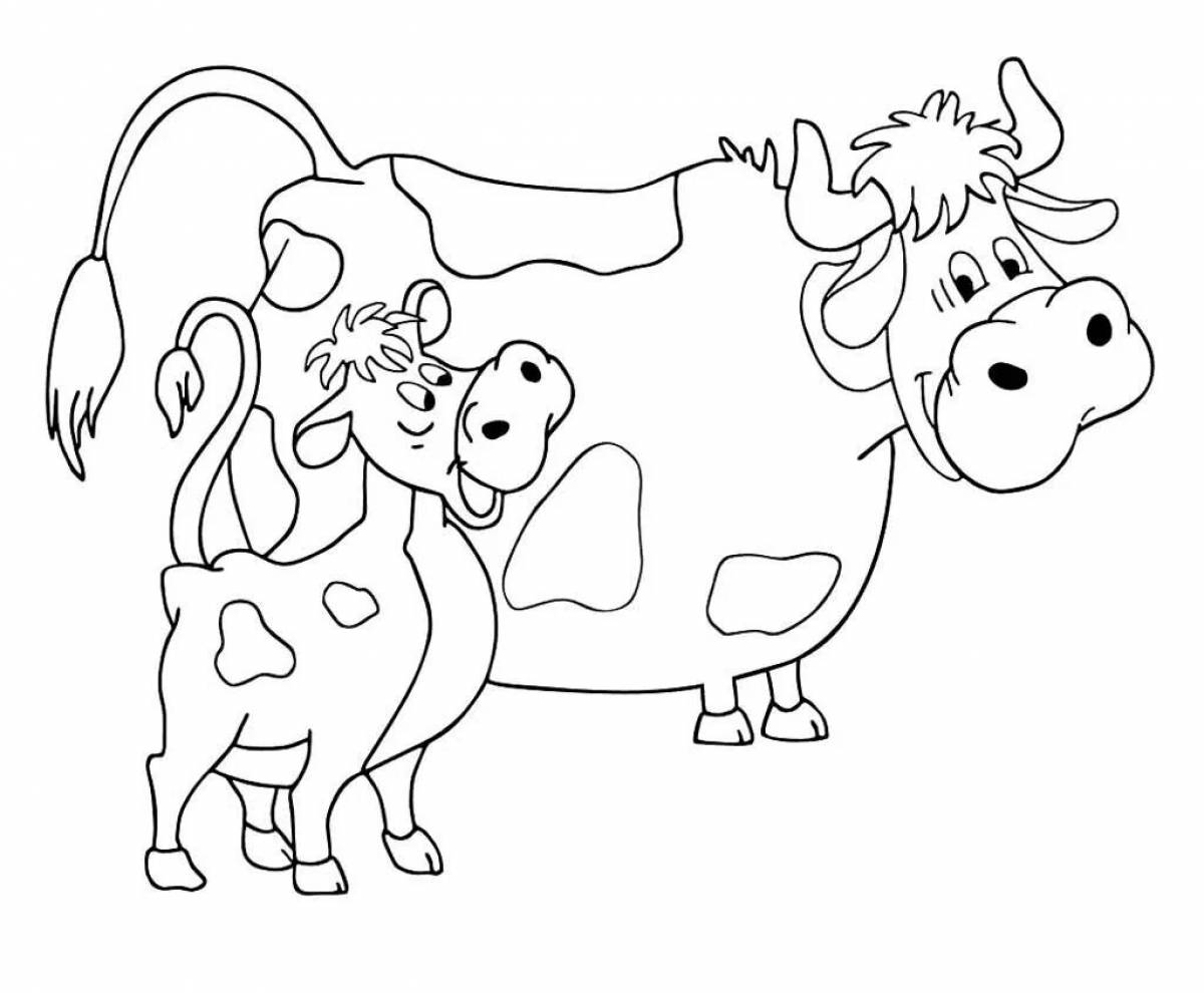 Awesome cow coloring page for kids