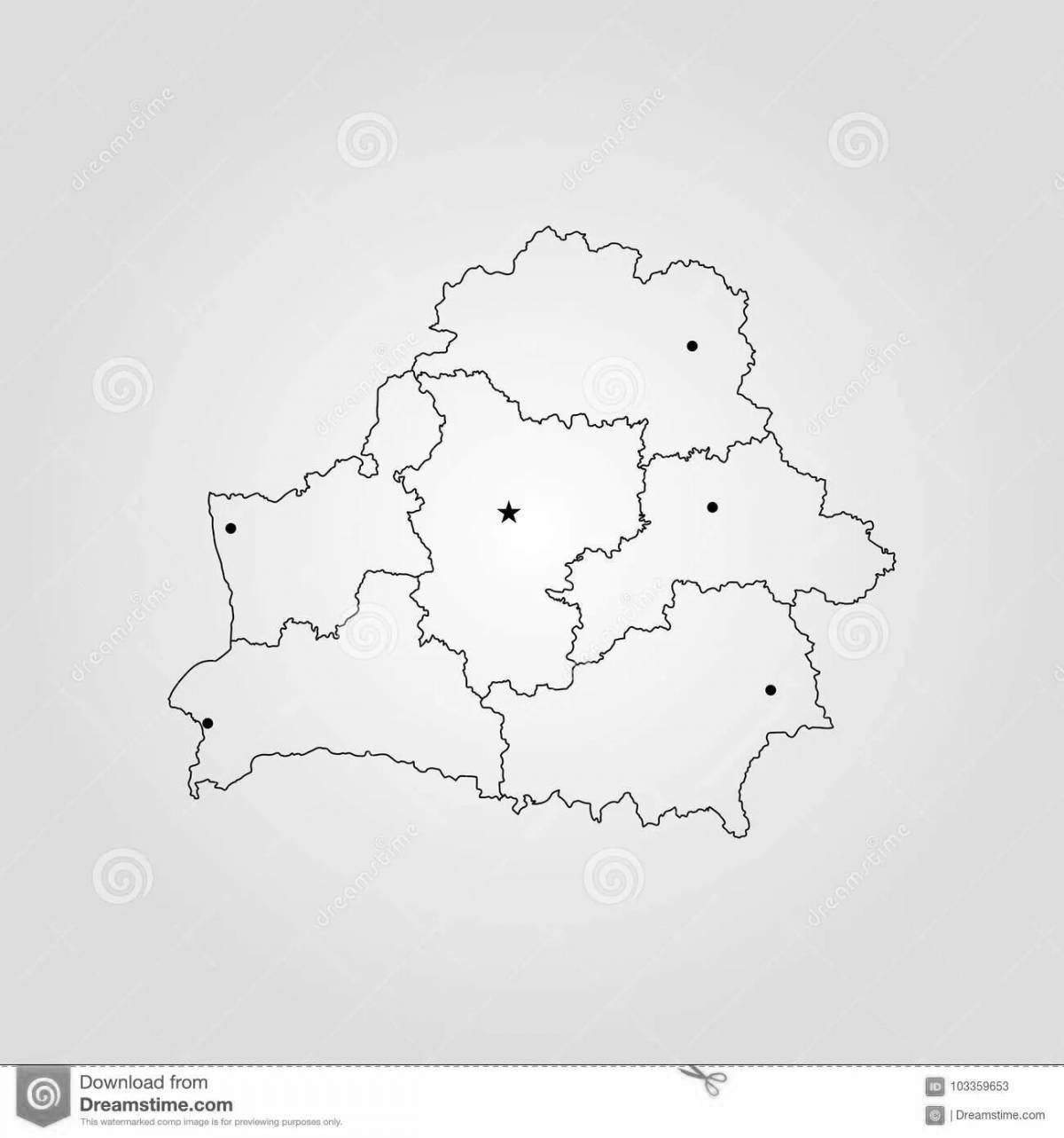 Bright coloring map of belarus for the little ones